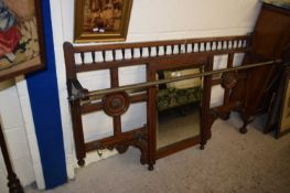 Large late 19th Century combination hall mirror and coat rack, 163cm wide