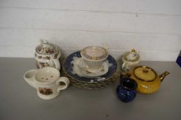 Mixed Lot: Various ceramics to include shaving mug, teapot, various decorated plates etc