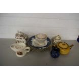 Mixed Lot: Various ceramics to include shaving mug, teapot, various decorated plates etc