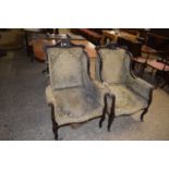 Pair of late 19th Century wing back armchairs for reupholstery