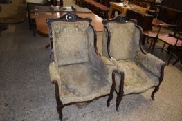 Pair of late 19th Century wing back armchairs for reupholstery