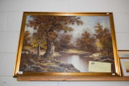 Cafieri woodland landscape, oil on canvas, gilt framed