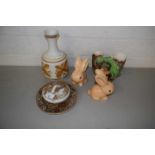 Mixed Lot: Sylvac style rabbits, a Rye Pottery vase and other assorted items