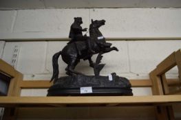 Spelter model of a figure on horseback (a/f)