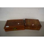 Mixed Lot: Modern Chinese hardwood jewellery box together with a further small inlaid writing box