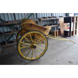 Two wheeled horse drawn cart with leatherette upholstered interior