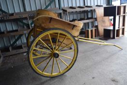 Two wheeled horse drawn cart with leatherette upholstered interior