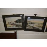 Two studies Blakeney Harbour scenes, indistinctly signed, framed and glazed