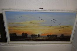 Contemporary school study of a sunrise scene, oil on board