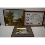 Framed map of Norfolk together with two further pictures (3)