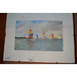 Eileen Mitchell Kingstone, study of a yachting scene, mounted but not framed