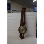 19th Century barometer in mahogany case bearing Ipswich makers name