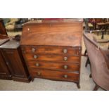 Georgian mahogany bureau with full front, fitted interior and four drawer base