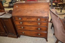 Georgian mahogany bureau with full front, fitted interior and four drawer base