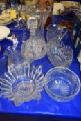 Mixed Lot: Various clear glass vases, decanters, jugs etc