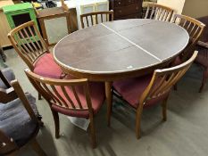 Retro mid Century teak extending dining table and four chairs