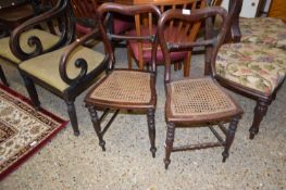 Pair of cane seated bedroom chairs