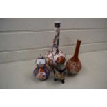 Mixed Lot: Japanese Imari and other vases to include a double gourd example