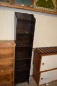 Narrow dark oak bookcase cabinet, 35cm wide