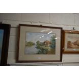 F Oxley, study of The Swan Hotel, watercolour, signed and dated 1949, framed and glazed