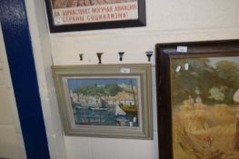 W Cooper (Contemporary) study of a harbour scene, oil on board, framed