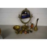 Mixed Lot: Various assorted brass wares, to include dressing table mirror, various vases,