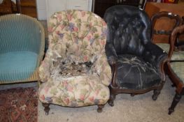 Victorian button upholstered armchair for reupholstery