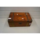 Brass bound writing box with fitted interior