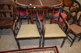 Pair of 19th Century scroll arm carver chairs for reupholstery