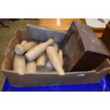 Mixed Lot: Wooden skittles, a vintage wooden case speaker etc