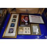 Quantity of commemoratives to include stamps, coins etc, framed
