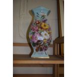 Large duck egg blue and floral painted vase