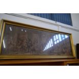 20th Century needlework picture of a grand interior scene, gilt framed