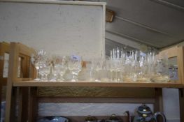 Quantity of mixed glass ware to include engraved pint mugs, liqueur glasses etc