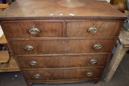 19th Century mahogany chest of two short over three long drawers, 101cm wide