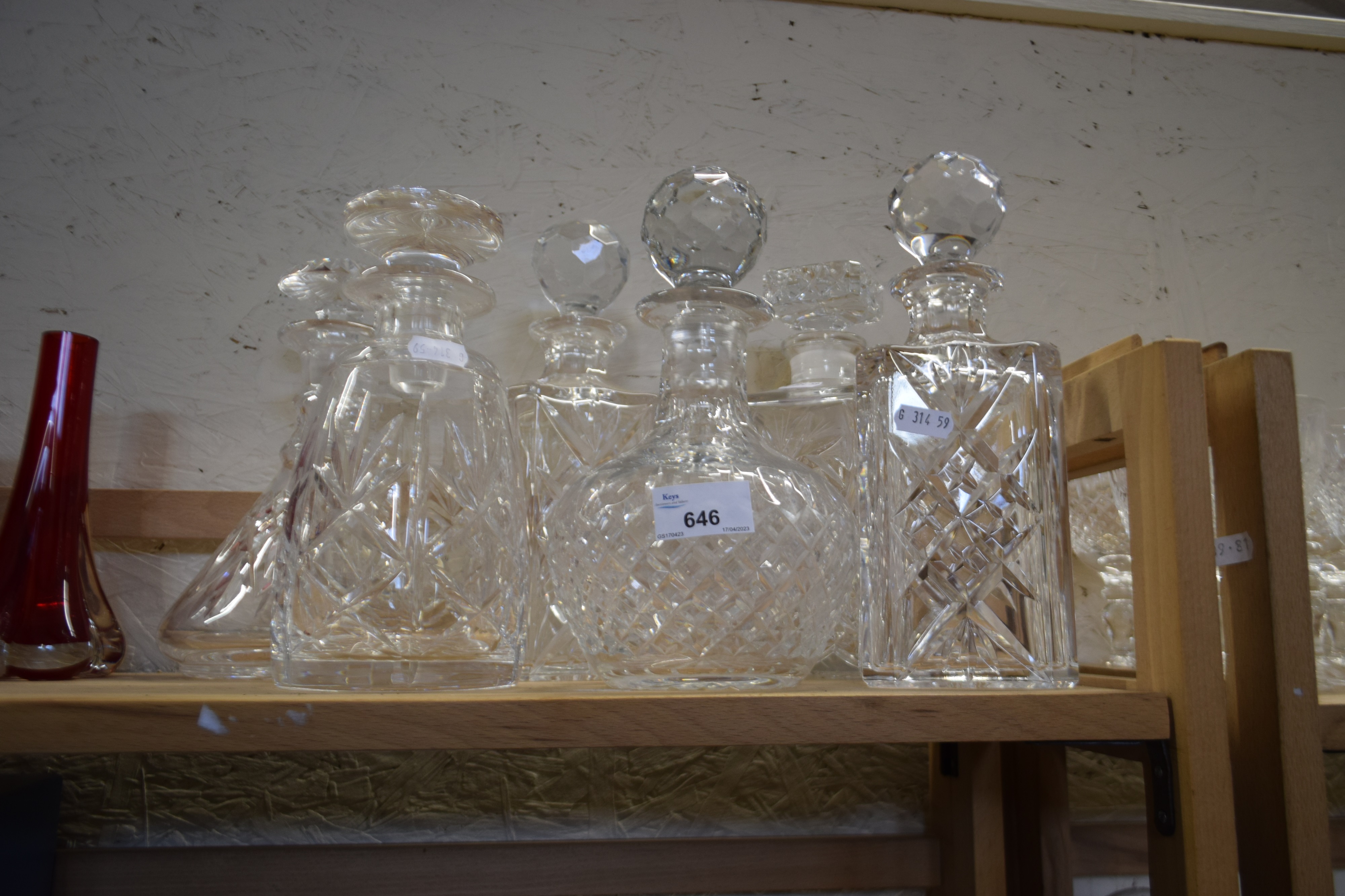 Six glass decanters and stoppers - Image 2 of 2