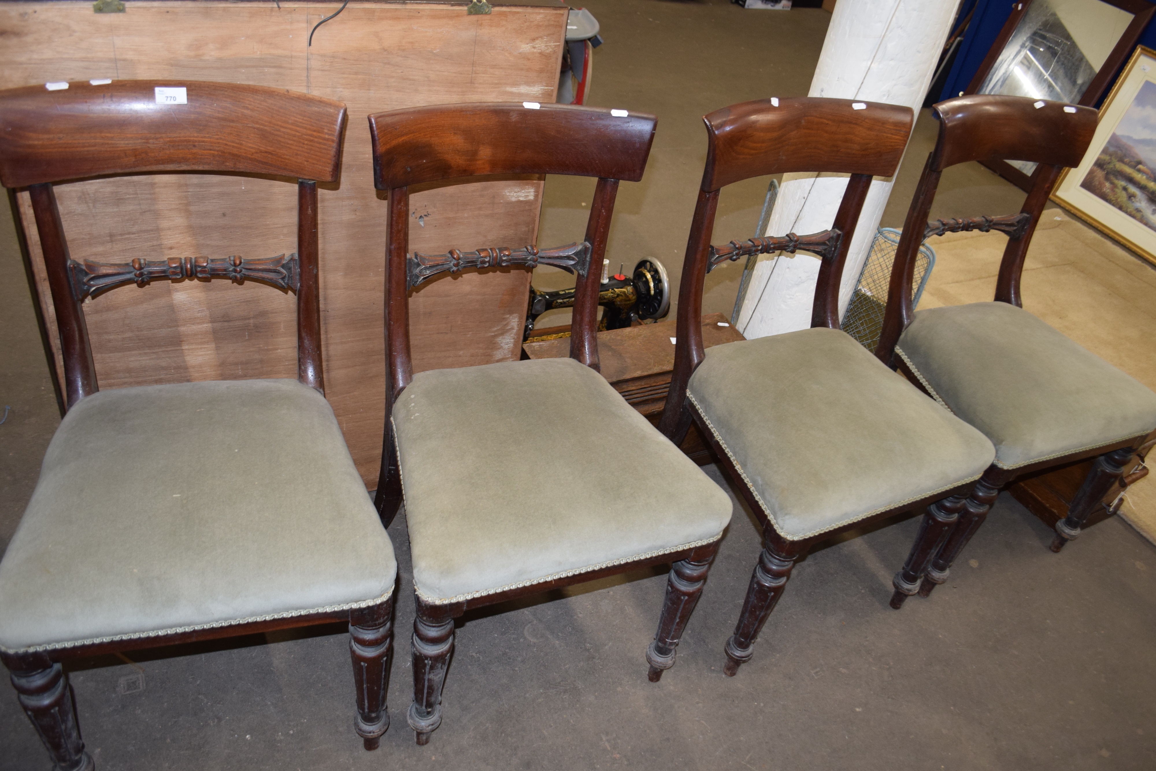 Set of four 19th Century mahogany bar back dining chairs