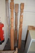 Four pine posts with turned decoration