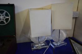 Pair of modern clear glass table lamps