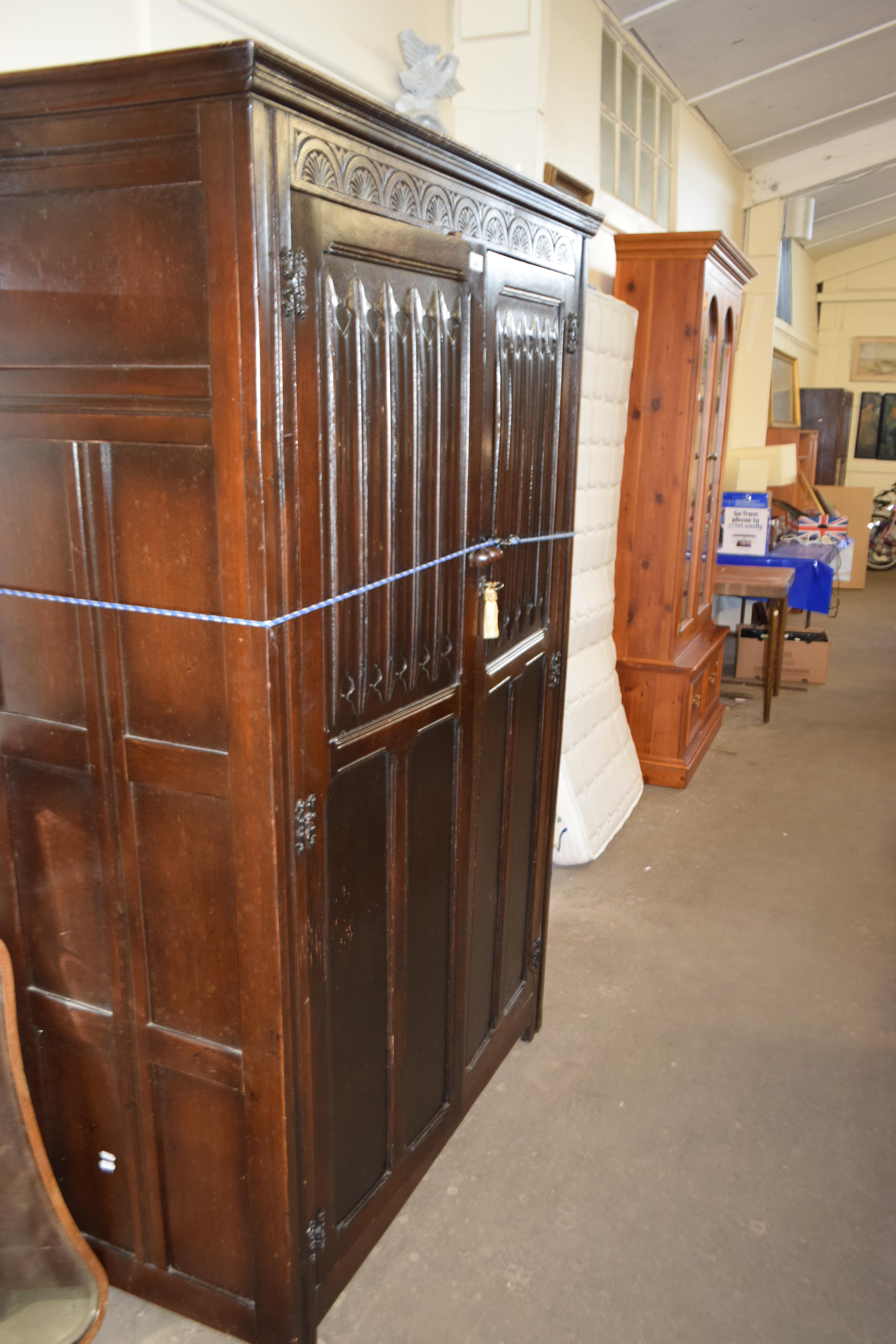 An Arts & Crafts style double wardrobe - Image 2 of 2