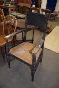 Arts & Crafts style rush seated chair - NOTE: Frame is warped - chair very wobbly