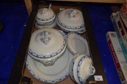 Quantity of Corona ware 'Layden' blue and white decorated dinner wares to include two tureens, two