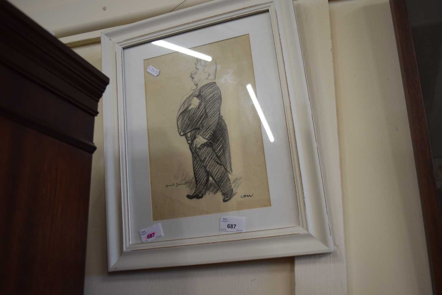 Charcoal sketch of Arnold Bennett framed and glazed - Image 2 of 2