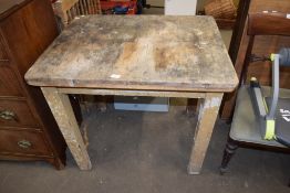 Stained pine table or work bench, 88cm wide