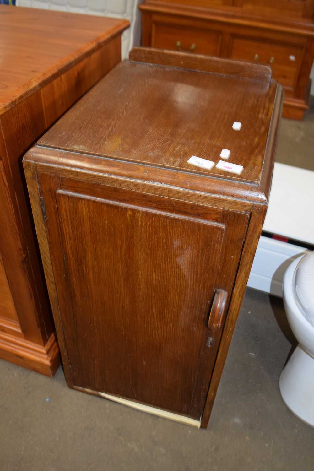 Oak veneered single door cabinet