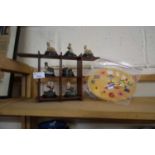 Quantity of resin moulded wooden animals and display stand and a children's toy clock