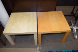 Two light wood finish coffee tables