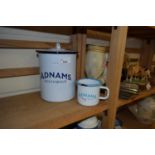 Adnams enamelled biscuit barrel and mug