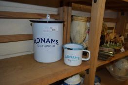 Adnams enamelled biscuit barrel and mug