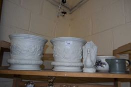 Pair of Portmeirion porcelain moulded planters together with other items